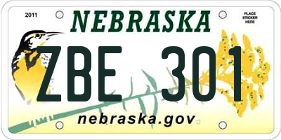 NE license plate ZBE301