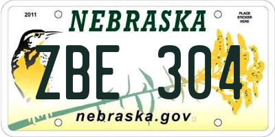 NE license plate ZBE304