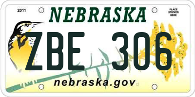 NE license plate ZBE306