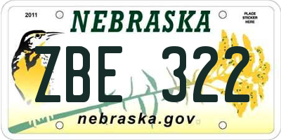 NE license plate ZBE322