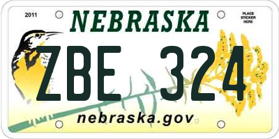 NE license plate ZBE324