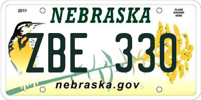 NE license plate ZBE330