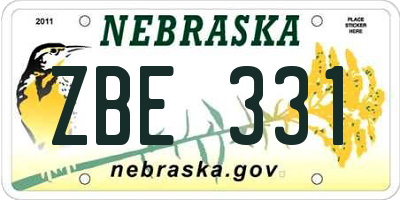 NE license plate ZBE331