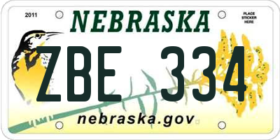 NE license plate ZBE334