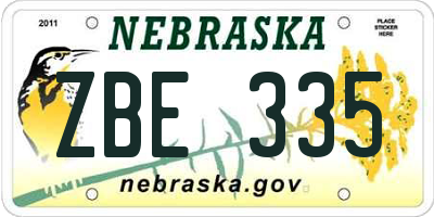NE license plate ZBE335