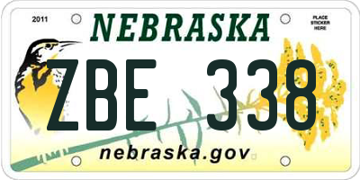 NE license plate ZBE338