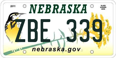 NE license plate ZBE339
