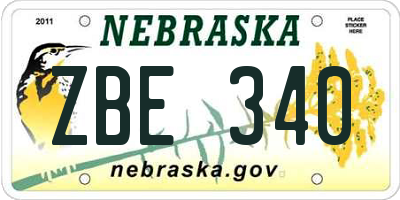 NE license plate ZBE340