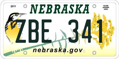 NE license plate ZBE341