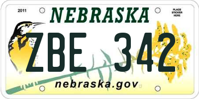 NE license plate ZBE342