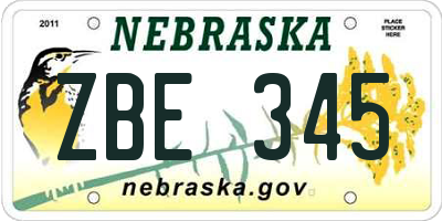 NE license plate ZBE345