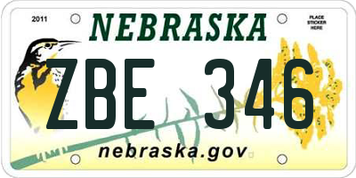 NE license plate ZBE346