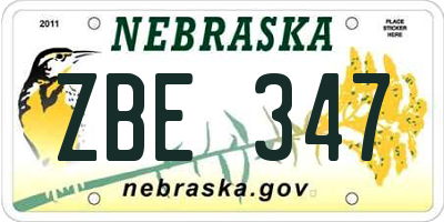 NE license plate ZBE347