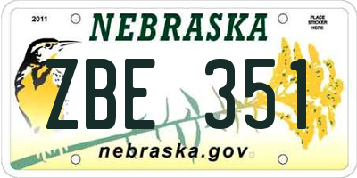 NE license plate ZBE351