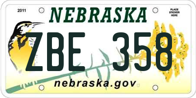 NE license plate ZBE358