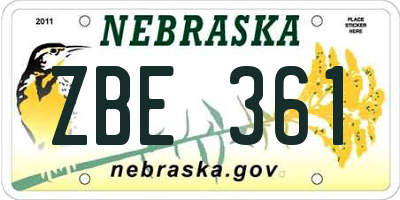 NE license plate ZBE361