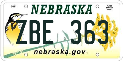 NE license plate ZBE363