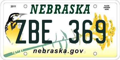 NE license plate ZBE369