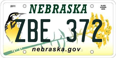 NE license plate ZBE372