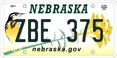 NE license plate ZBE375