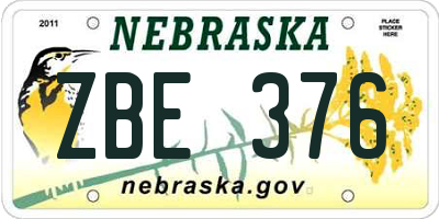 NE license plate ZBE376
