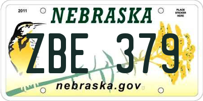 NE license plate ZBE379