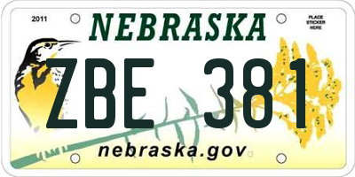 NE license plate ZBE381