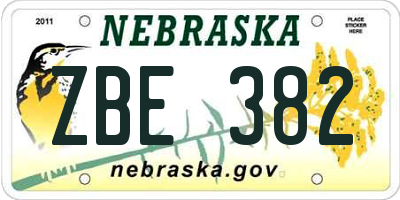 NE license plate ZBE382