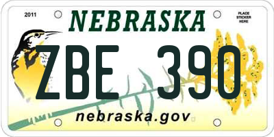 NE license plate ZBE390