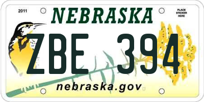 NE license plate ZBE394