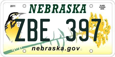 NE license plate ZBE397