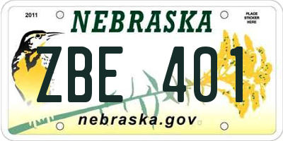 NE license plate ZBE401