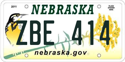 NE license plate ZBE414