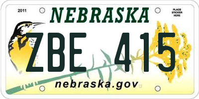 NE license plate ZBE415