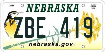 NE license plate ZBE419