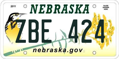 NE license plate ZBE424
