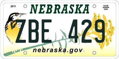 NE license plate ZBE429