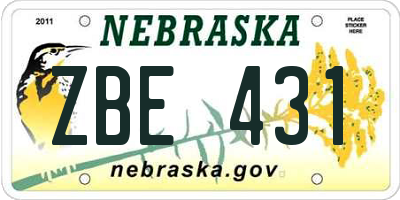 NE license plate ZBE431