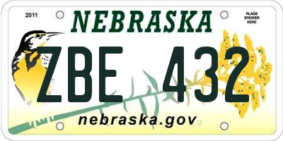 NE license plate ZBE432