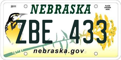 NE license plate ZBE433