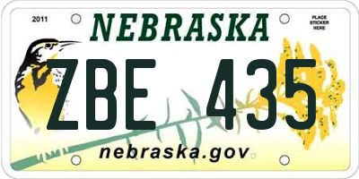 NE license plate ZBE435