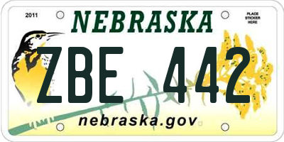 NE license plate ZBE442