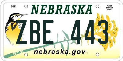 NE license plate ZBE443