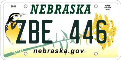 NE license plate ZBE446