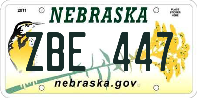 NE license plate ZBE447