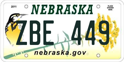 NE license plate ZBE449