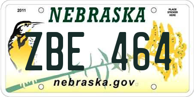 NE license plate ZBE464