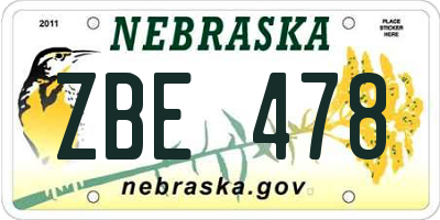 NE license plate ZBE478