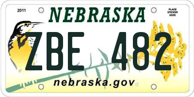 NE license plate ZBE482