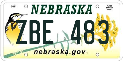 NE license plate ZBE483